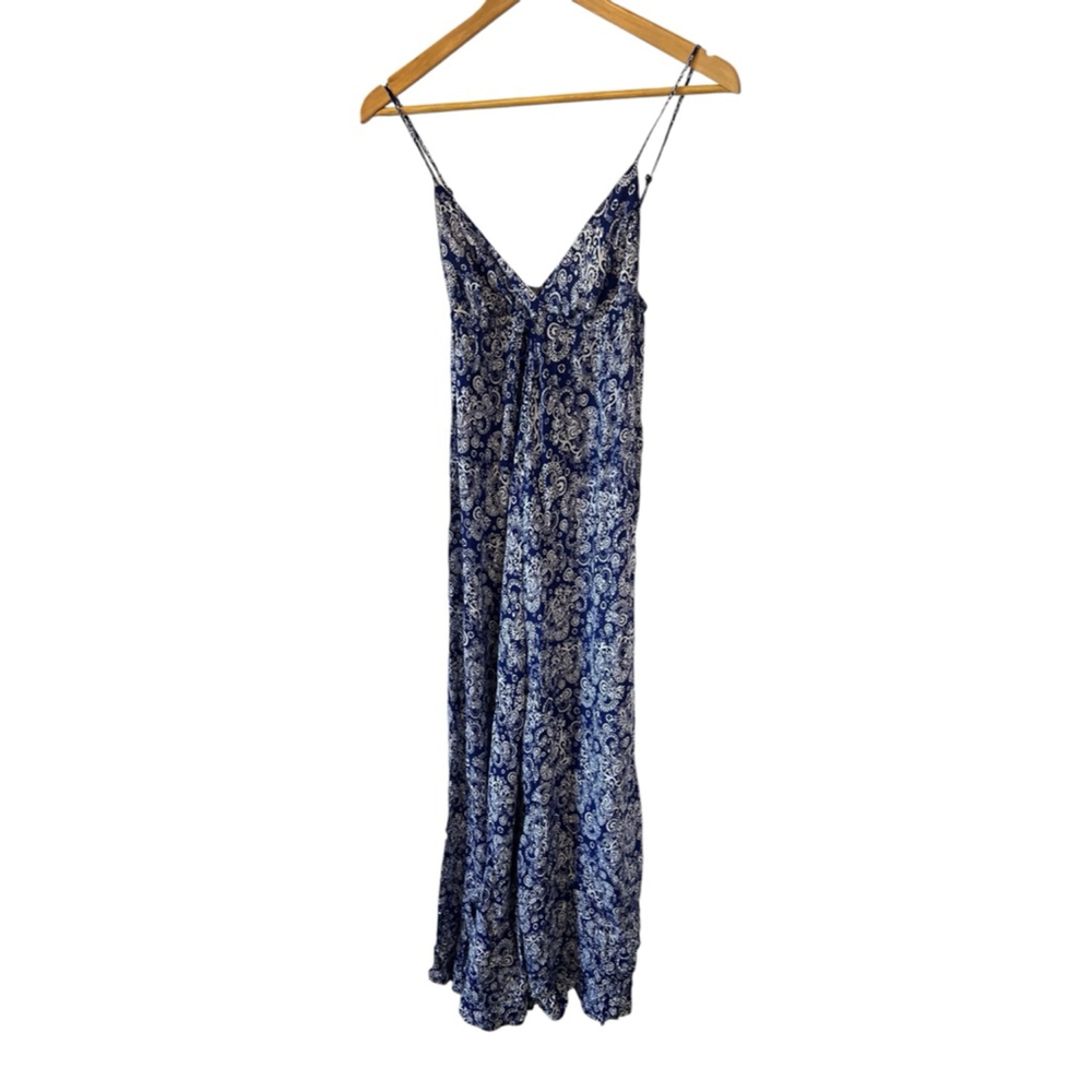 CLUB MONACO Maxi Dress Women’s Print Blue & White Spaghetti Strap XS
